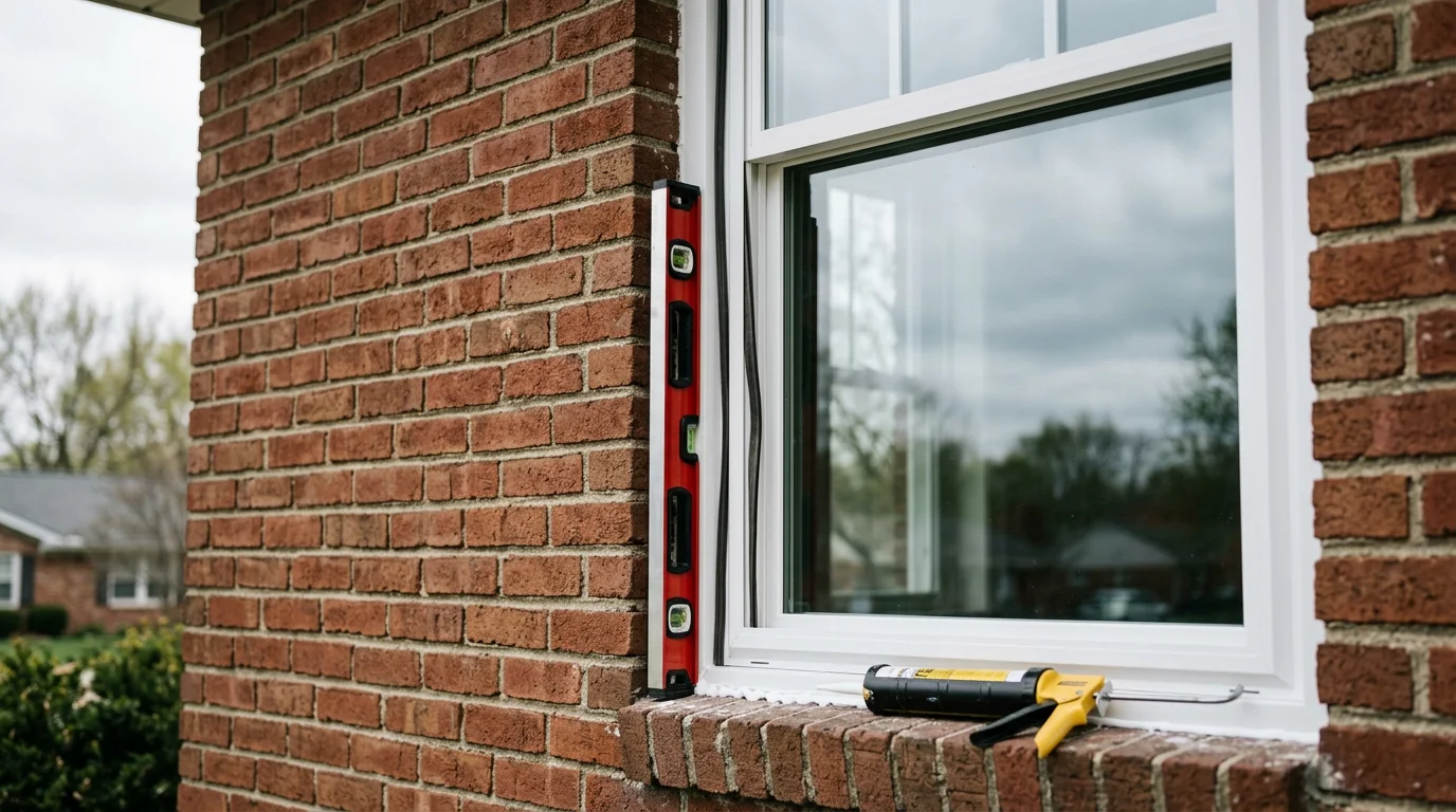 A freshly installed window on a residential home in Indianapolis, Indiana, with clean trim work and a sealed frame visible from the exterior. The surrounding siding is undisturbed, showing a finished professional installation.